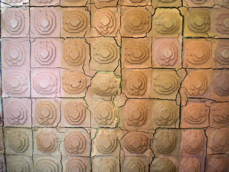 Front view of drying ceramic tiles